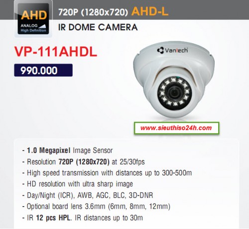  CAMERA VANTECH VP-111AHDL