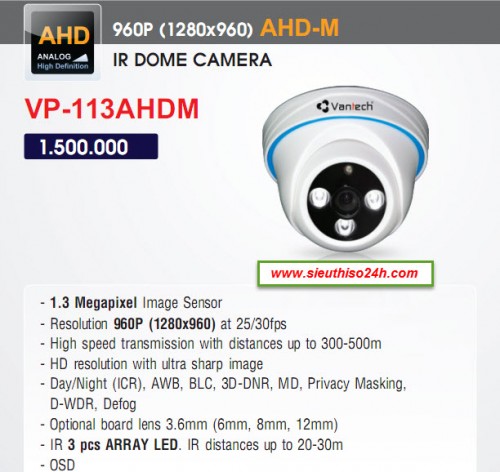  CAMERA VANTECH VP-113AHDM